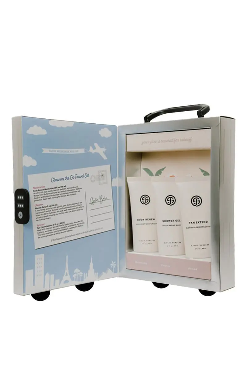 Travel size Shower Gel Body Renew Moisturizer and Tan Extend Lotion trio