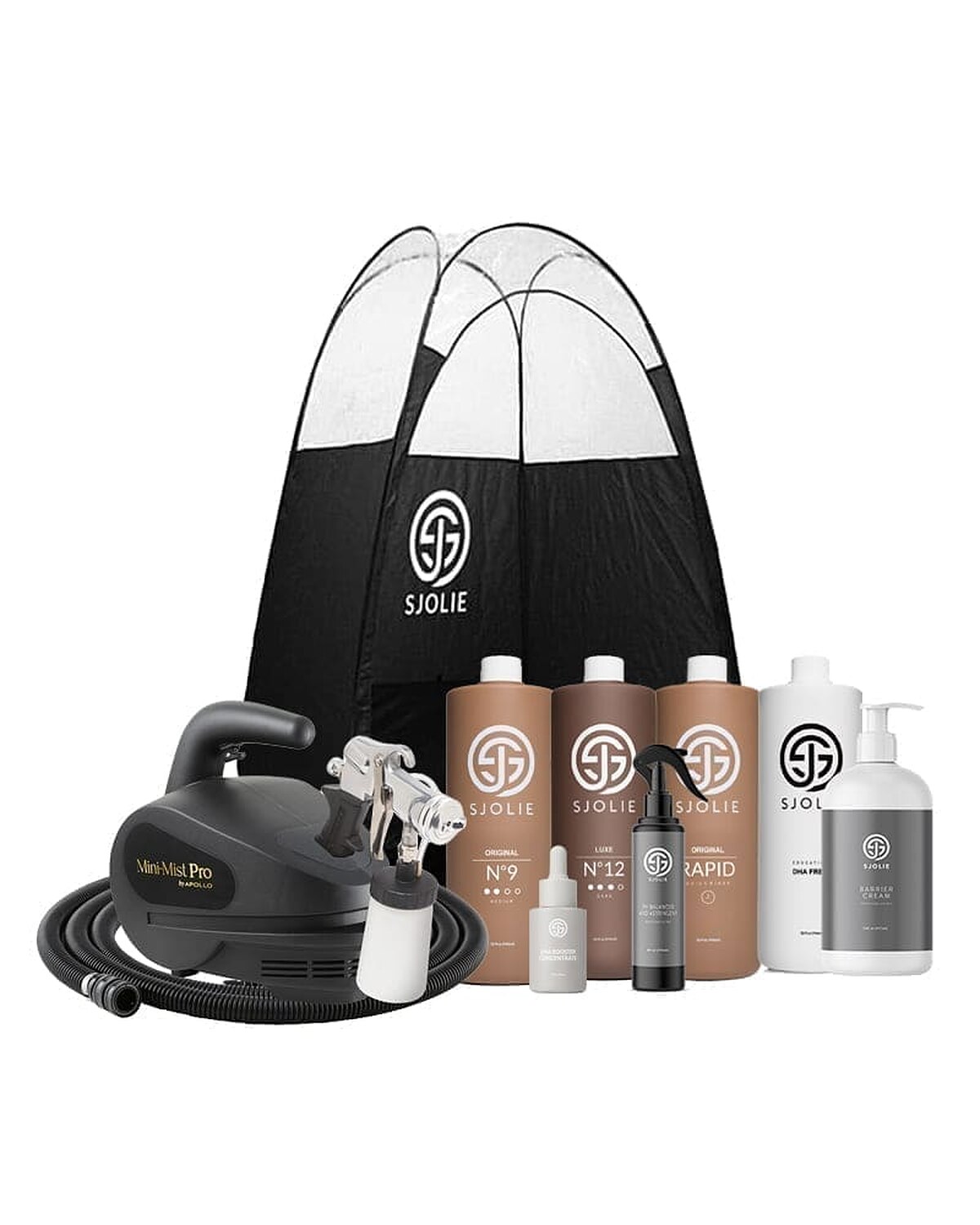 Apollo Mini Mist Deluxe Premier Starter Kit with turbine, T5020 applicator, SJOLIE tent and solutions