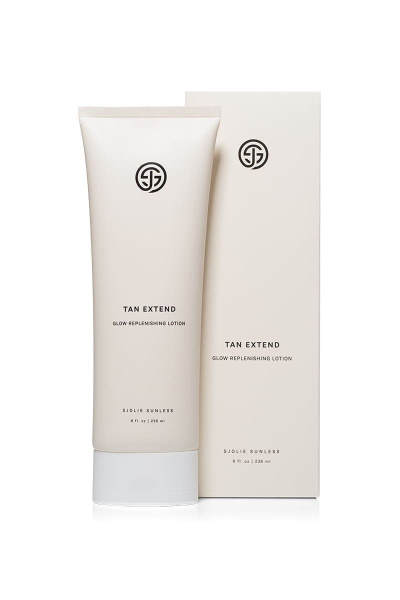 SJOLIE Tan Extend Lotion tube beside its box, part of the Retail Bundle
