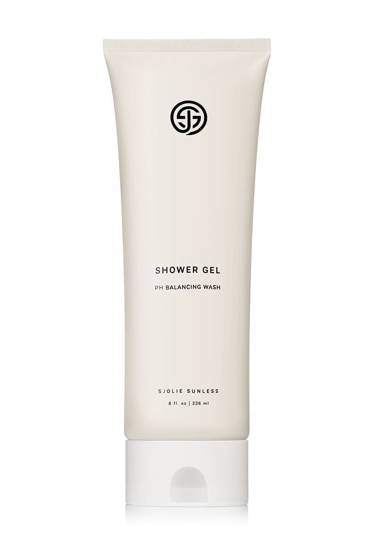 SJOLIE Shower Gel pH balancing wash in a white squeeze tube