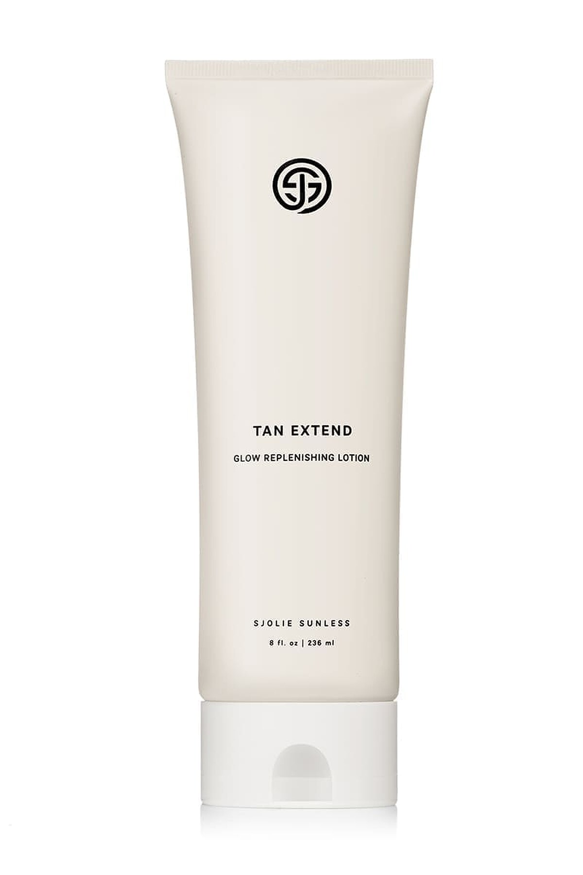 SJOLIE Tan Extend Lotion – tube SJOLIE Tan Extend glow replenishing lotion in a cream squeeze tube