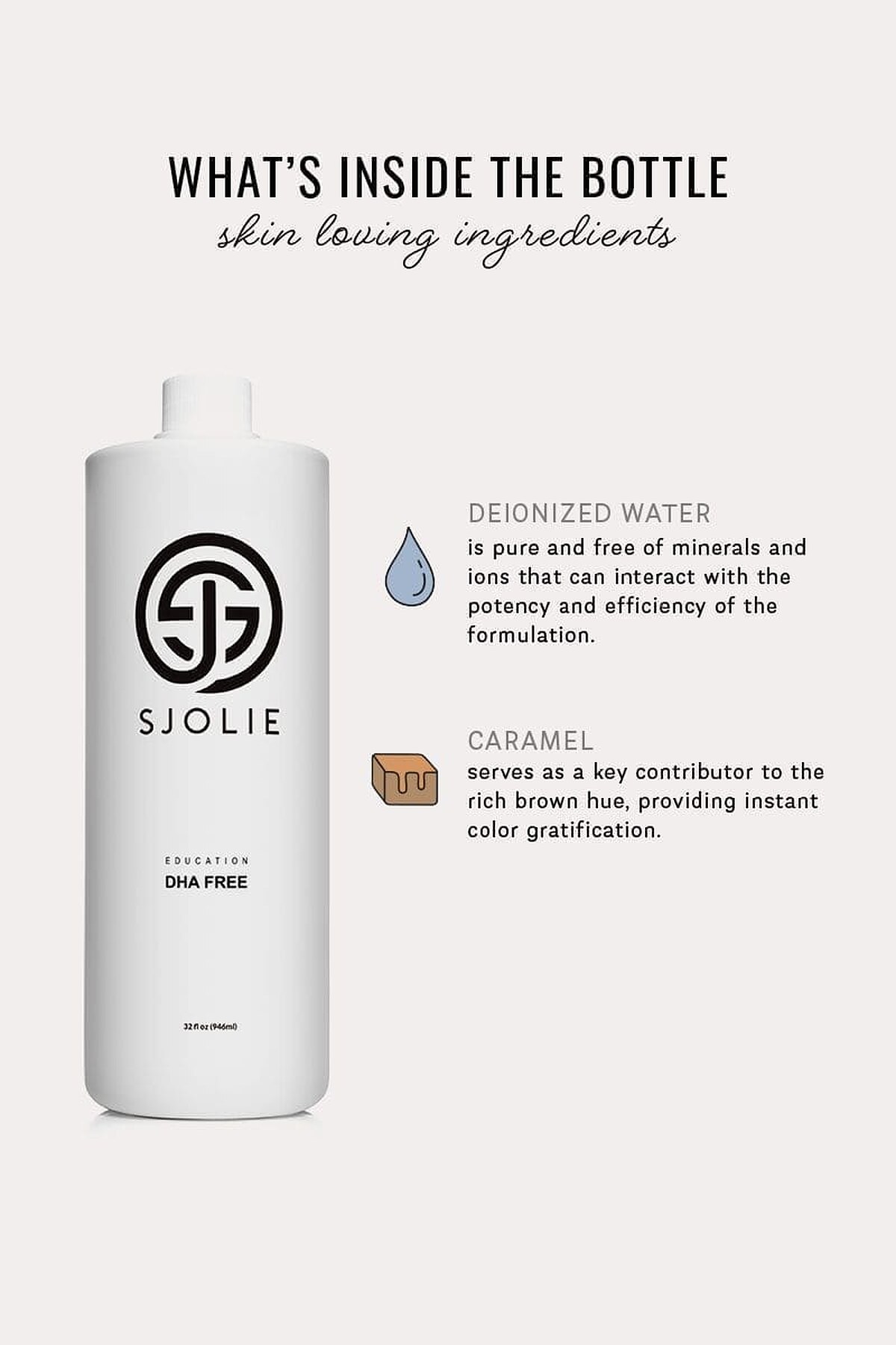 SJOLIE Training Solution ingredients: deionized water and caramel