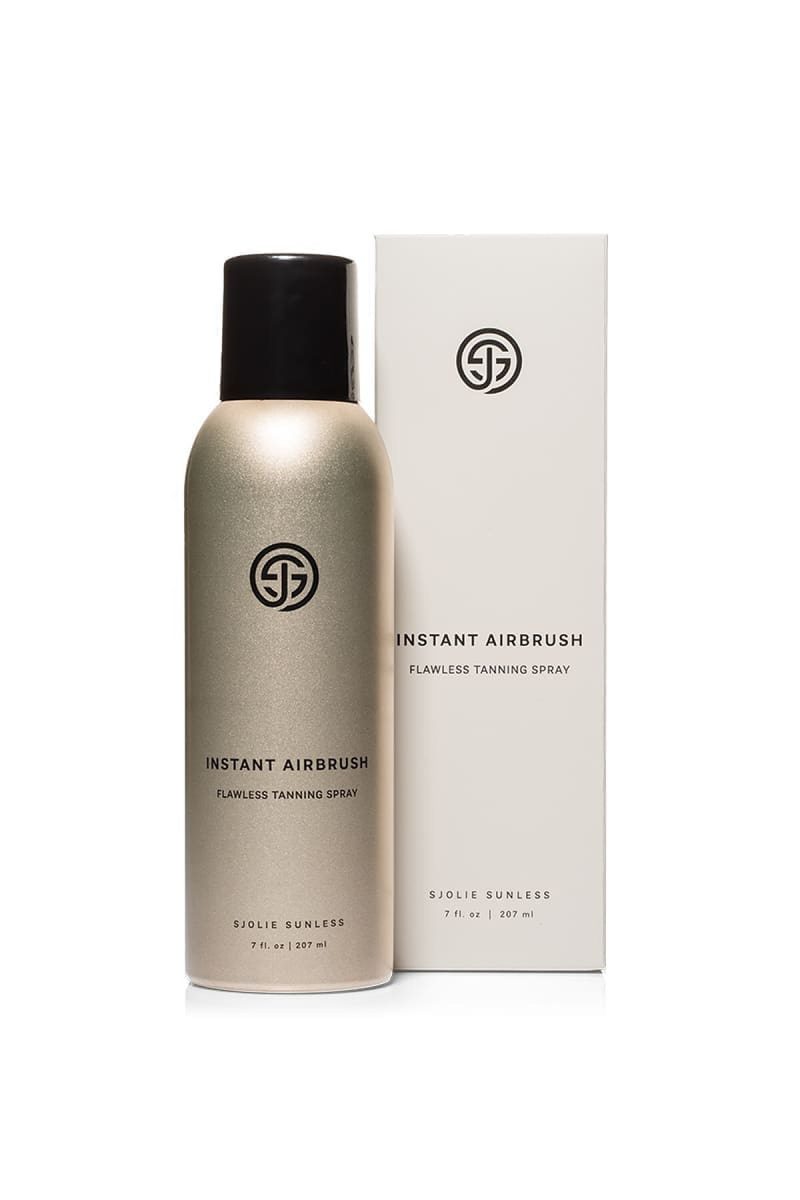 SJOLIE Instant Airbrush tanning spray can beside its white retail box