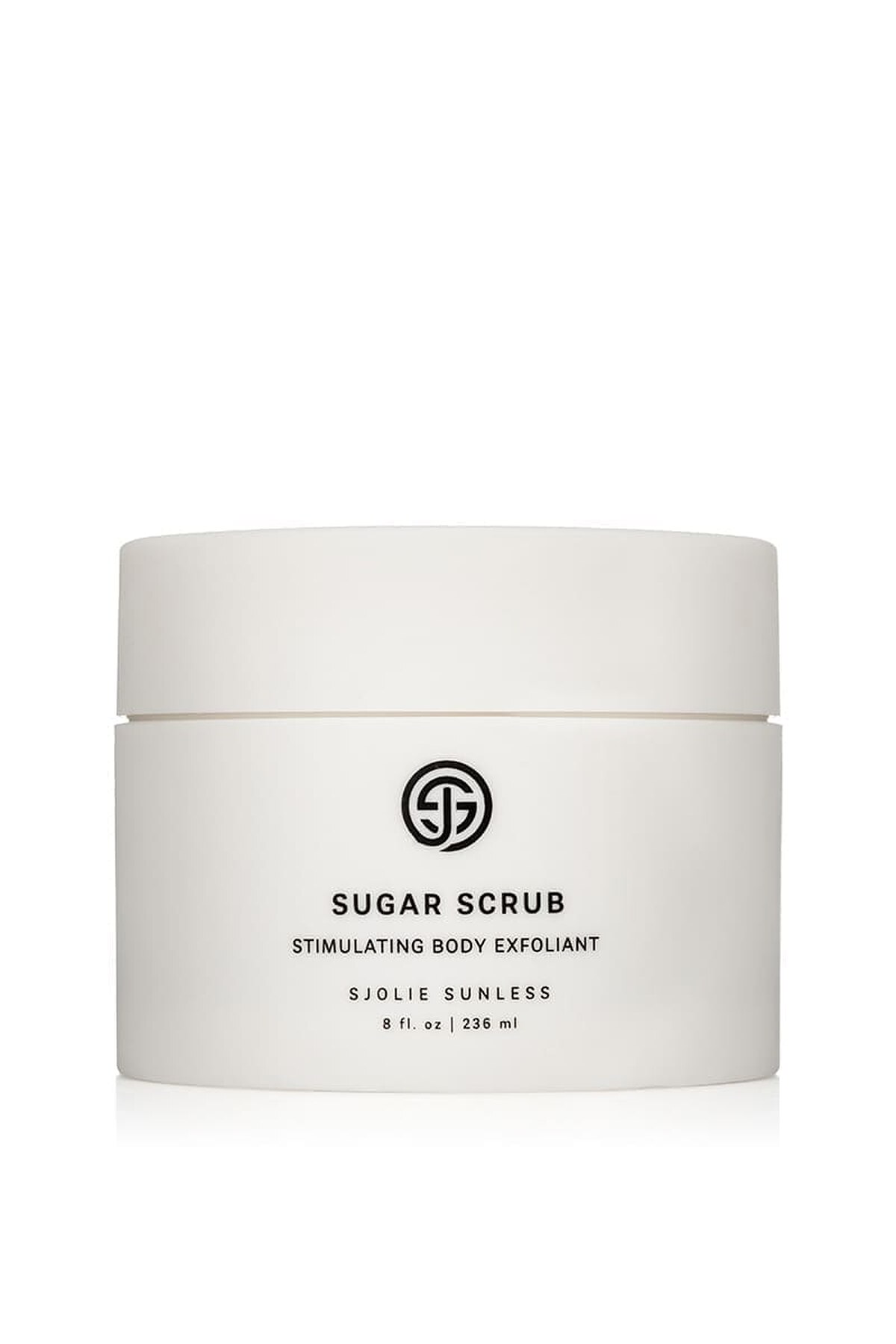 SJOLIE Sugar Scrub stimulating body exfoliant in a white jar