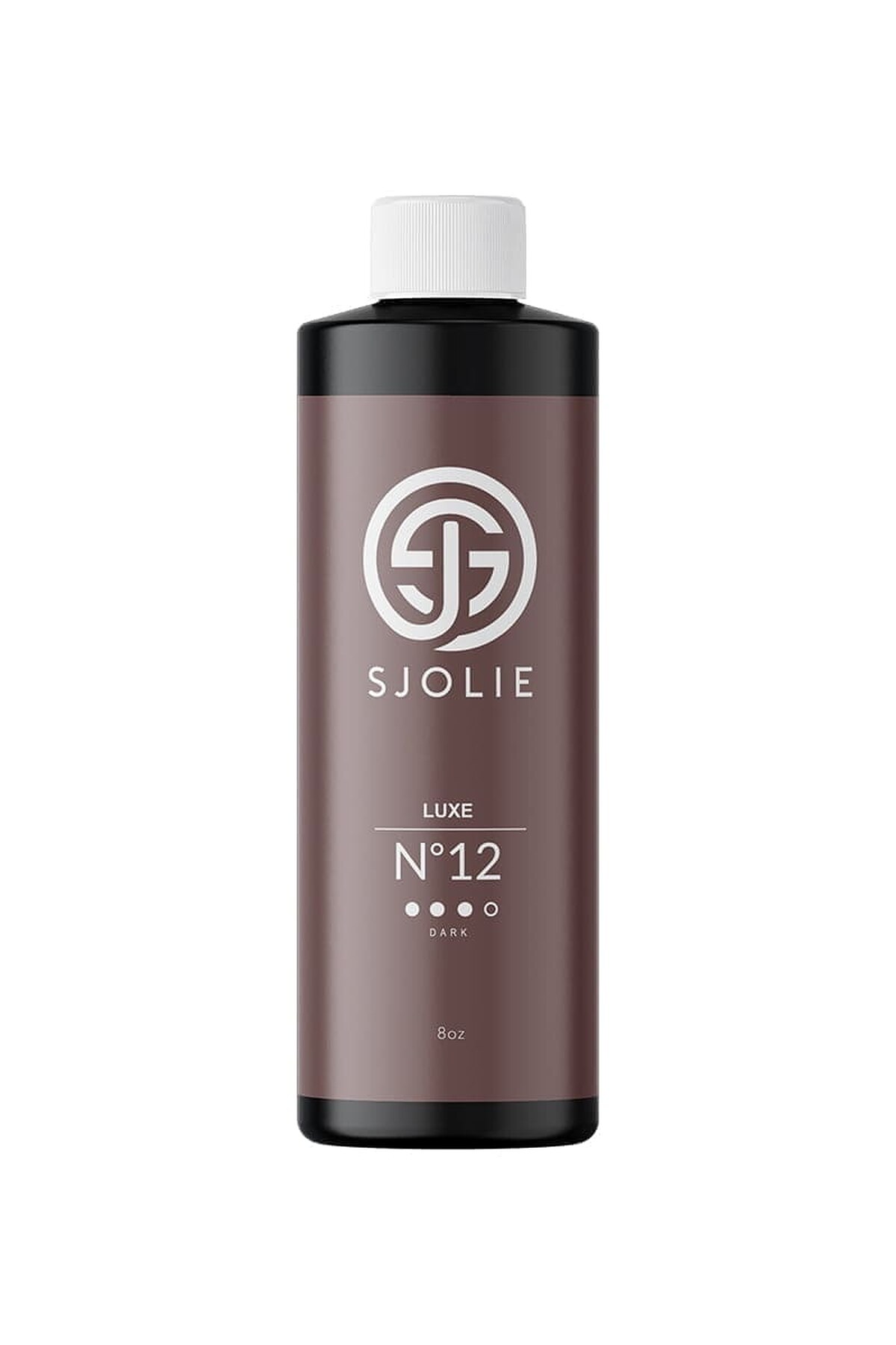 SJOLIE Luxe N°12 Dark spray tan solution sample in an 8 oz bottle