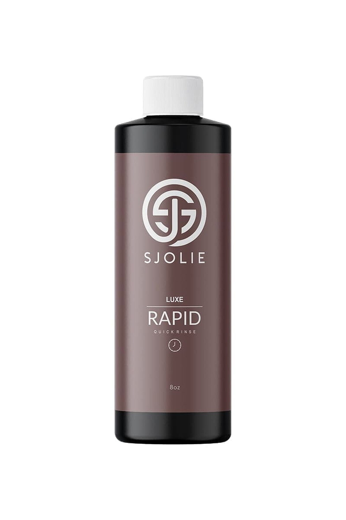 SJOLIE Luxe Rapid spray tan solution sample in an 8 oz bottle