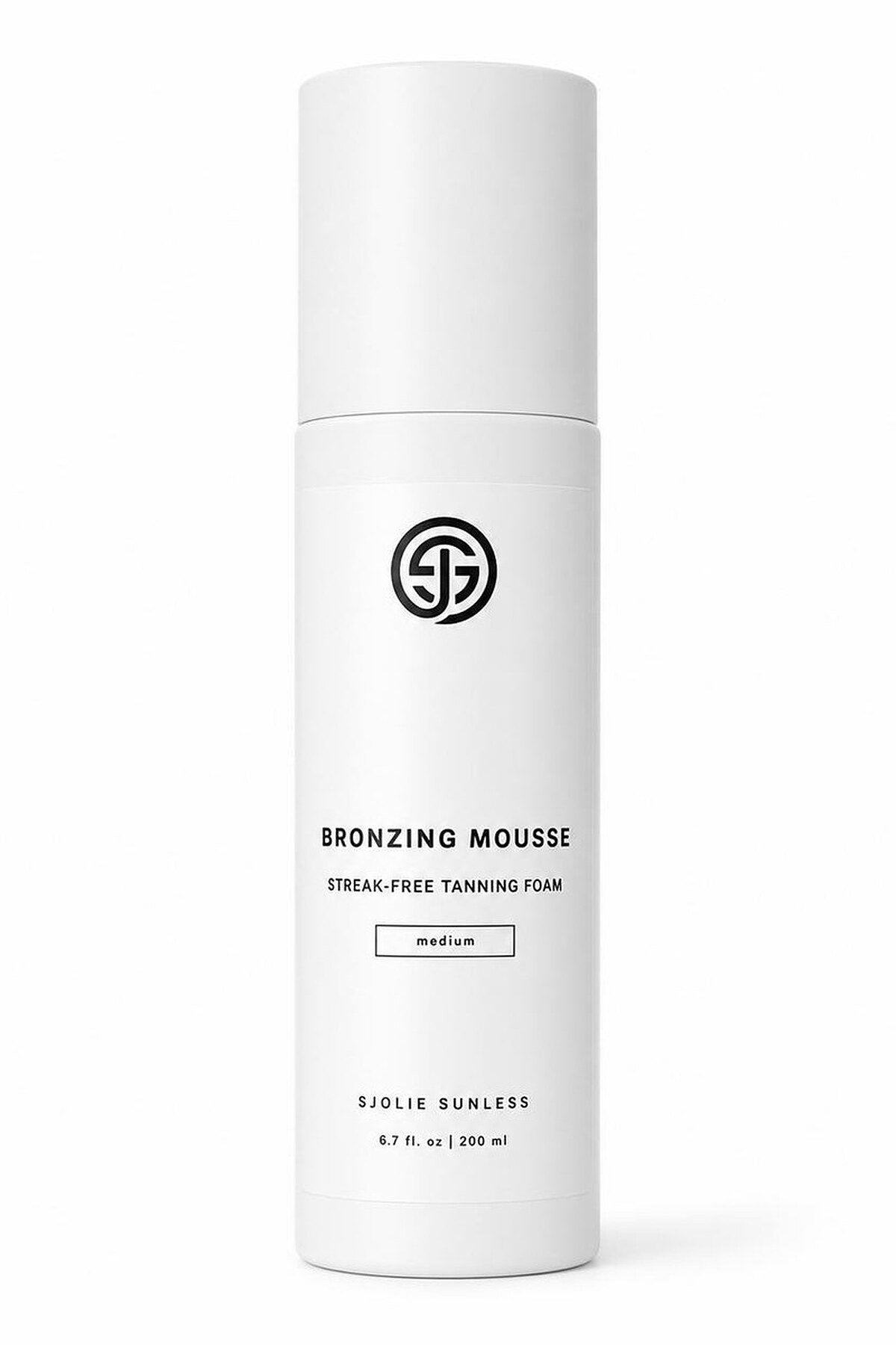 SJOLIE Bronzing Mousse self tanning foam in a temporary white bottle