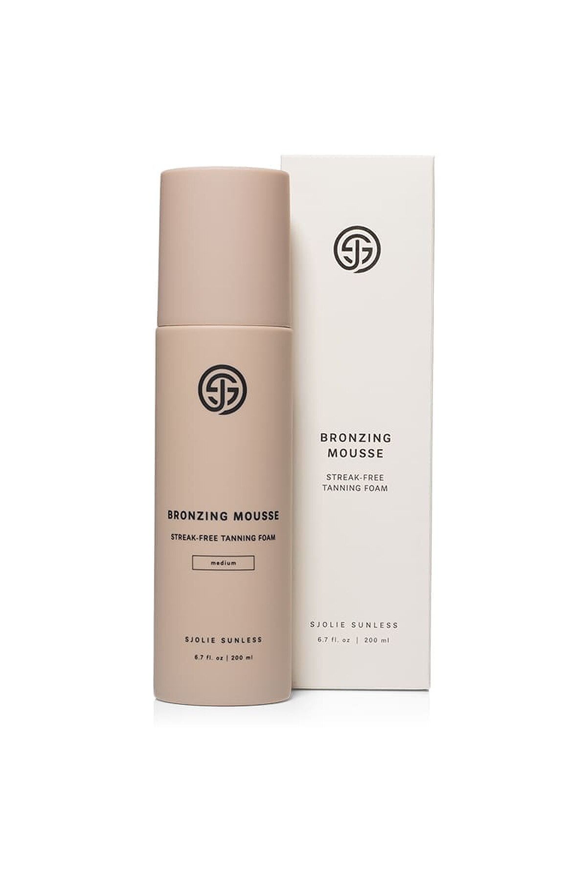 SJOLIE Bronzing Mousse bottle beside its box, part of the Retail Bundle