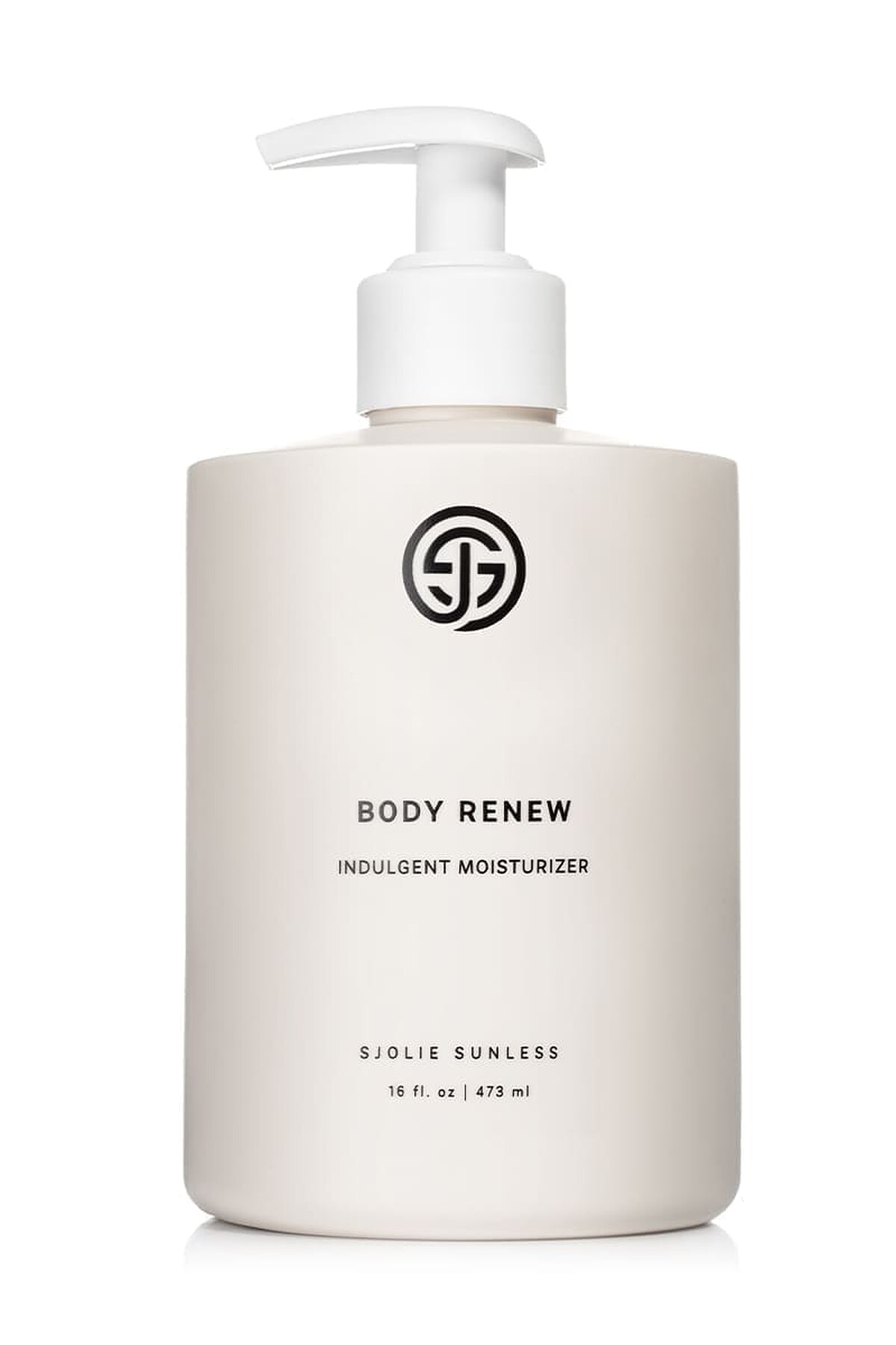 SJOLIE Body Renew Indulgent Moisturizer in a white pump bottle