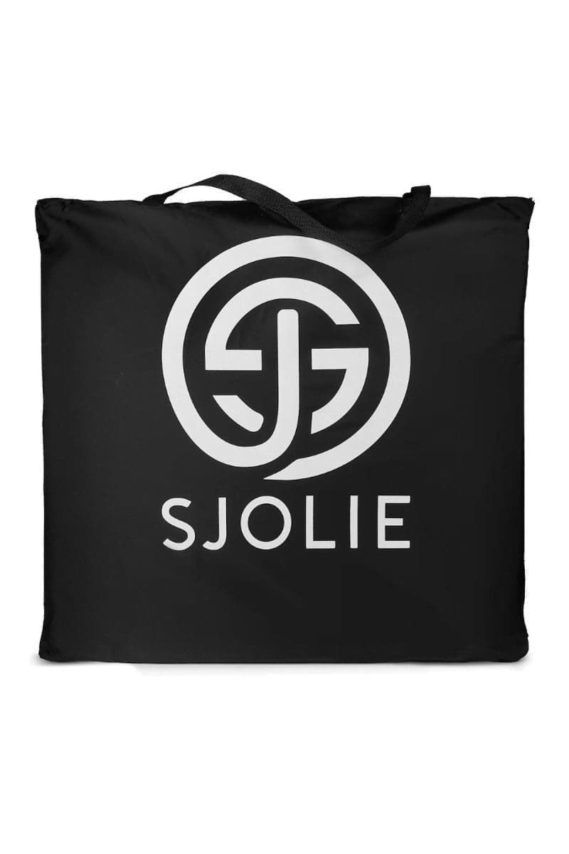 SJOLIE Mobile Spray Tan Tent folded in its black logo carry bag