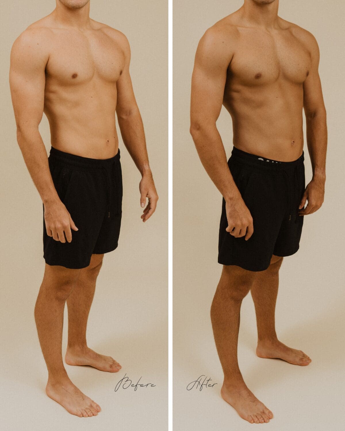 Sjolie Luxe Rapid express spray tan before and after comparison
