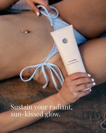 Sjolie Tan Extend Lotion — Tan Extend lotion bikini poolside sustain-your-glow ad for spray tan professionals