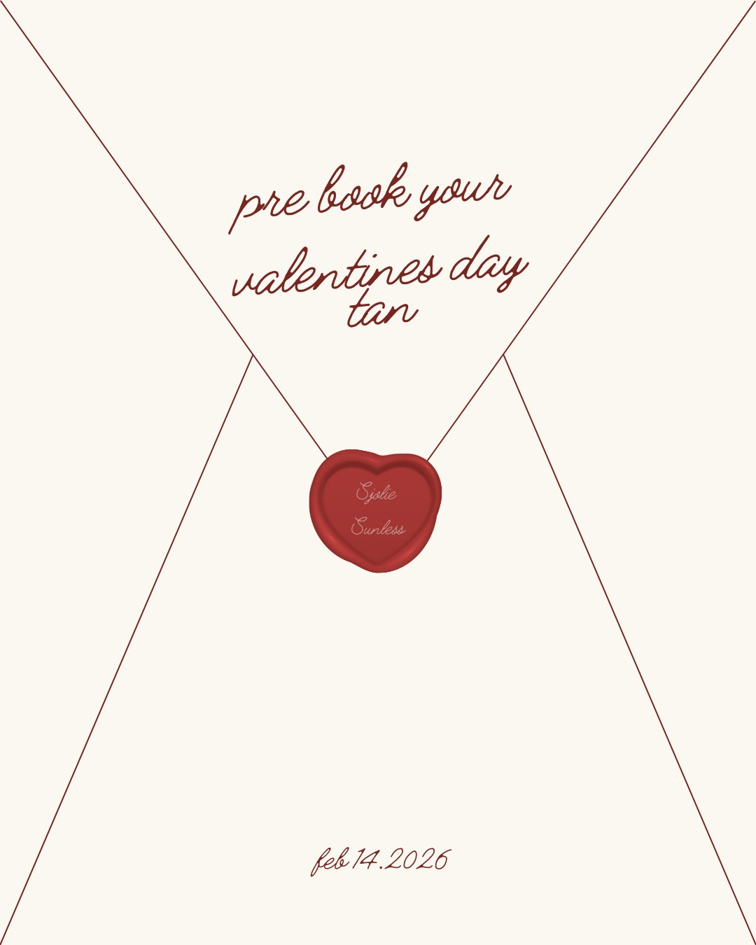 Sjolie Envelope and wax seal graphic pre-book-your-valentines-day-tan feb 14 2026 for spray tan professionals