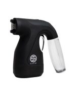 Sjolie wireless spray tan machine, a cordless applicator gun with clear solution cup, on a white background