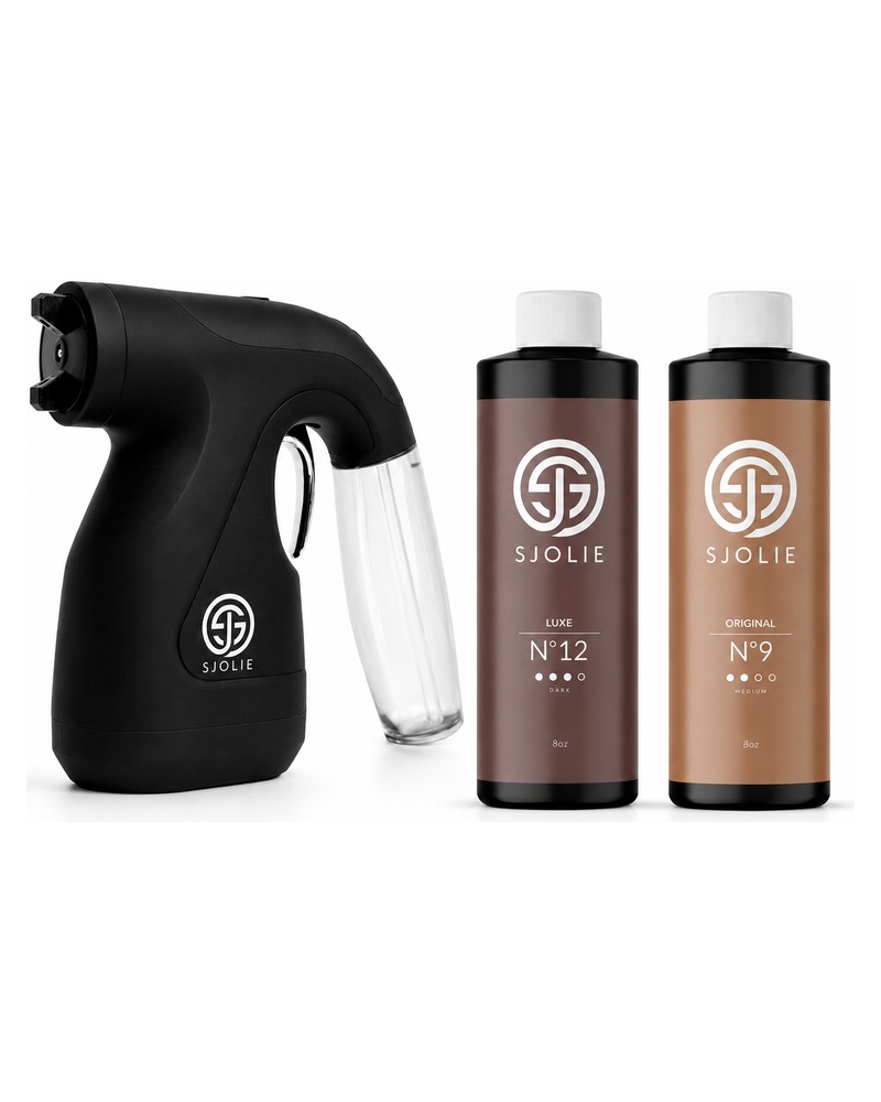 Sjolie wireless spray tan machine and gun kit with Luxe No12 and Original No9 solution